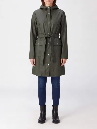 Rains Waterproof Hooded Trench Coat With A Tie-belt Waist In Green