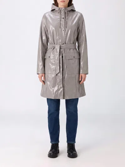Rains Waterproof Hooded Trench Coat With A Tie-belt Waist In Grey