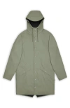 Rains Waterproof Longline Jacket In Green
