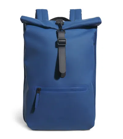 Rains Waterproof Rolltop Backpack In Blue