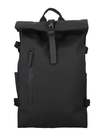Rains Waterproof Rolltop Backpack In Nero