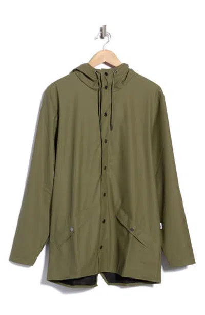 Rains Waterproof Snap Front Rain Jacket In Green
