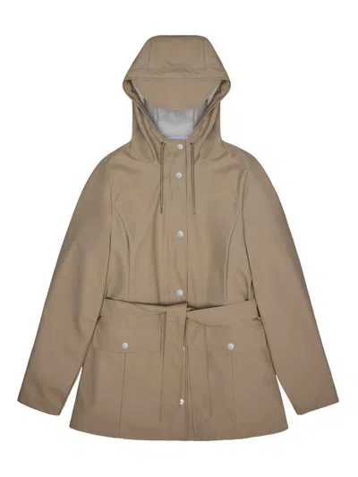 Rains Women's Curve Hooded Jacket In Sand