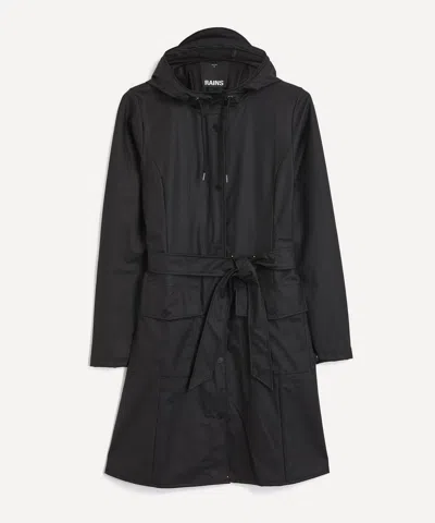 Rains Hooded Belted Raincoat In Black