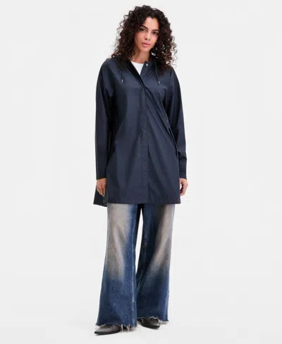 Rains Women's Hooded A-line Rain Jacket In Blue
