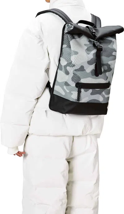 Rains Women's Rolltop Rucksack Mesh Bag In Camo In Multi