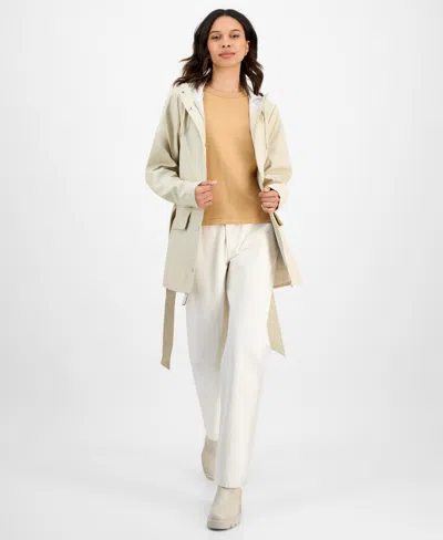 Rains Women's Tie-waist Snap-front Hooded Rain Coat