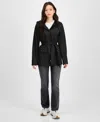 Rains Women's Tie-waist Snap-front Hooded Rain Coat In Black