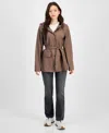 Rains Women's Tie-waist Snap-front Hooded Rain Coat In Dune