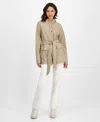 Rains Women's Tie-waist Snap-front Hooded Rain Coat In Sand