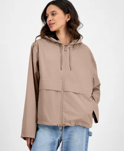 RAINS WOMEN'S ZIP-FRONT HOODED DRAWSTRING JACKET