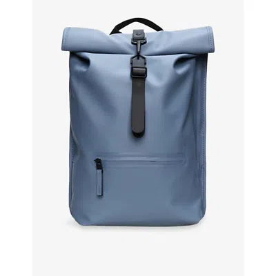Rains Womens Rolltop Woven Rucksack Blue Dusk