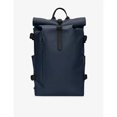 Rains Womens Rolltop Large Backpack Navy In Blue