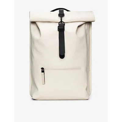 Rains Womens Dune Rolltop Logo-embossed Shell Backpack In White