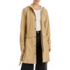 Rains Curve Hooded Belted Jacket In Sand