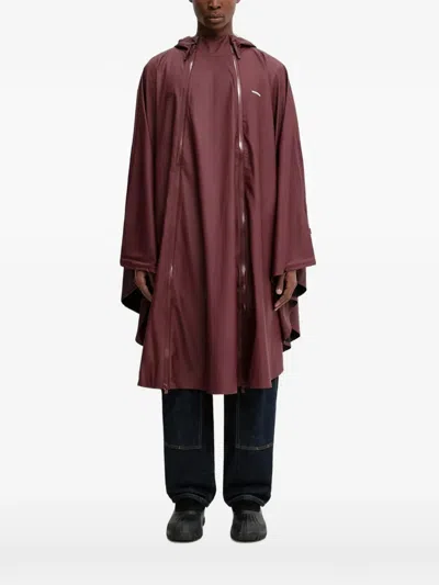 Rains X Umbro Hooded Zip-up Coat In Burgundy