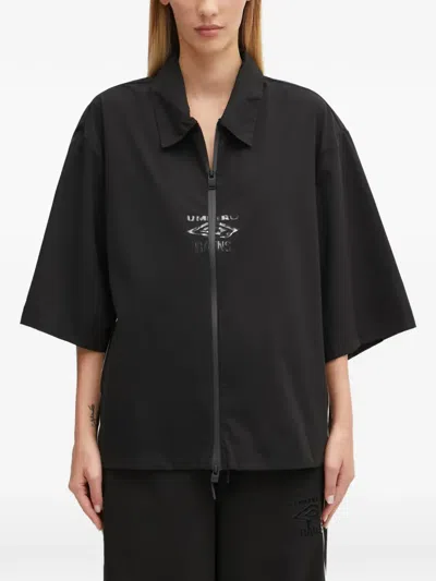 Rains X Umbro Piping Zip-up Shirt In Black