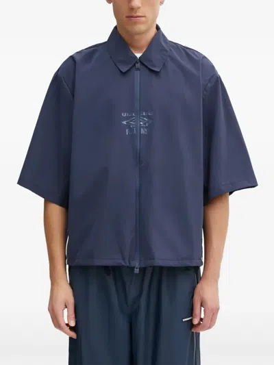 Rains X Umbro Zip-up Short-sleeve Shirt In Blue