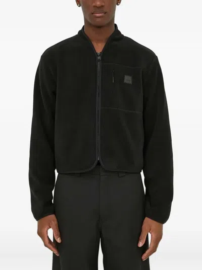 Rains Zip-pocket Fleece Jacket In Black