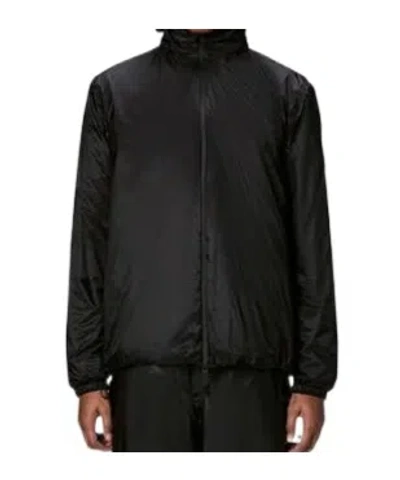 Rains Zipper Hooded Cotton Jacket In Black