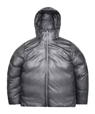 Rains Zip-up Hooded Down Jacket In Gray