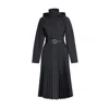 Rainsisters Women's Black Coat With A-line Pleated Skirt For Spring: Black Sway In Black