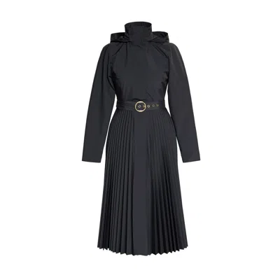 Rainsisters Women's Black Coat With A-line Pleated Skirt For Spring: Black Sway