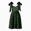 Rainsisters Women's Black / Green Velvet Dress With Tie Straps: Forest Kiss In Multi