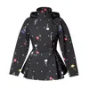 Rainsisters Women's Black Jacket With Detachable Hood And Flower Print: Cosmic Meadow In Black