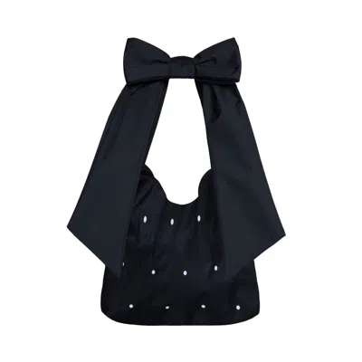 Rainsisters Women's Black Polka Dot Bow Tote Bag