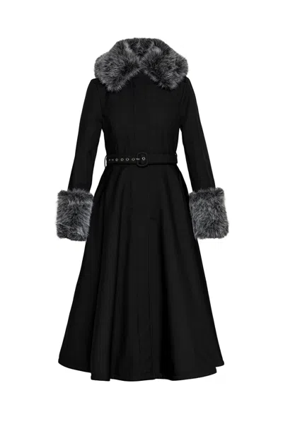 Rainsisters Women's Black Winter Coat With Removable Faux Fur: Frosted Muse