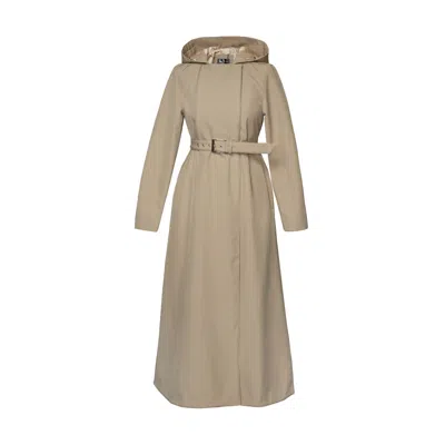 Rainsisters Women's Brown Long Coat With Trapeze Cut In Beige: Classic Trench