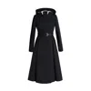 Rainsisters Women's Double Breasted Coat With Belt In Black: Queen Of Spades In Black