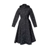 Rainsisters Women's Fitted & Flared Black Coat With Detachable Hood: Timeless Polka Dots In Black