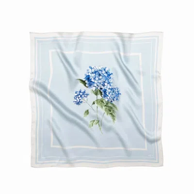 Rainsisters Women's Light Blue Small Floral Natural Silk Scarf