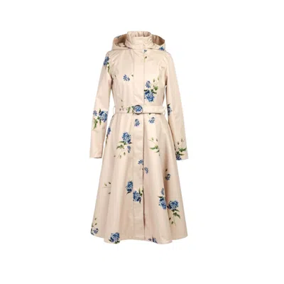 Rainsisters Women's Neutrals Beige Fit And Flare Coat: Gentle Bloom In Sand