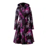 Rainsisters Women's Pink / Purple / Black Fit And Flare Black Waterproof Coat With Hydrangea Pattern: Hortense In Pink/purple/black