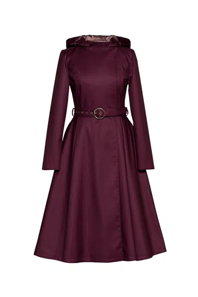 Rainsisters Women's Red Double Breasted Trench Coat In Berry: Burgundy Night