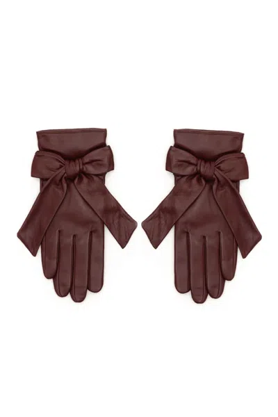 Rainsisters Women's Red Leather Gloves With Cashmere Lining In Burgundy