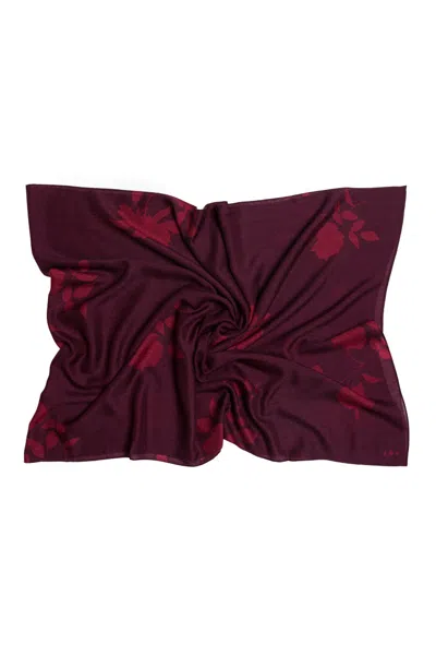 Rainsisters Women's Red Silk & Wool Scarf In Burgundy Floral