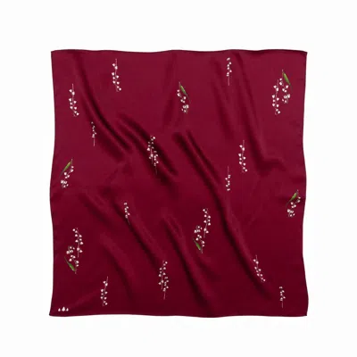 Rainsisters Women's Red Small Floral Natural Silk Scarf