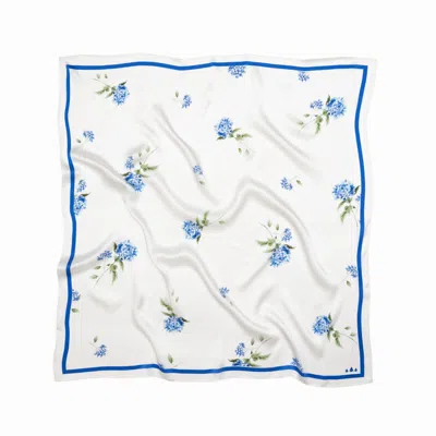 Rainsisters Women's White / Blue White & Blue Large Floral Natural Silk Scarf In Multi
