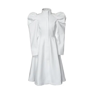 Rainsisters Women's White Coat With Balloon-styled Sleeves: Majestic White
