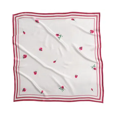 Rainsisters Women's White / Red Large Red Floral Natural Silk Scarf In Multi