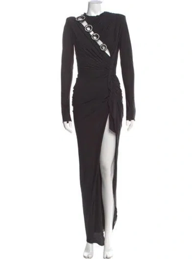 Pre-owned Raisa Vanessa Cowl Neck Long Dress In Gray