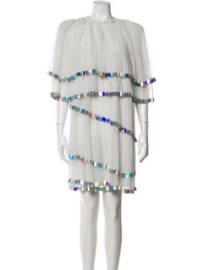 Pre-owned Raisa Vanessa Crew Neck Mini Dress In White