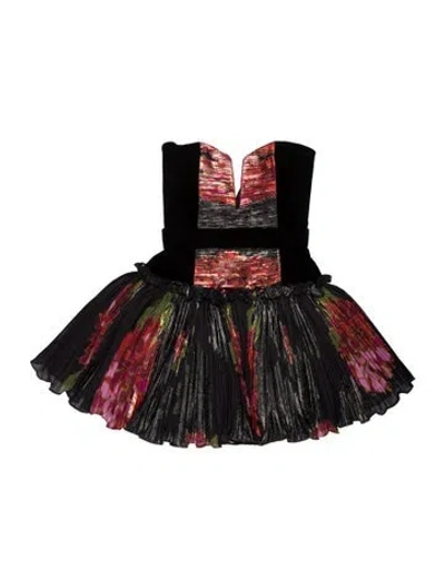 Pre-owned Raisa Vanessa Floral Print Mini Dress In Black