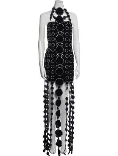 Pre-owned Raisa Vanessa Lace Pattern Long Dress In Black