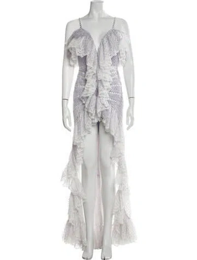 Pre-owned Raisa Vanessa Lace Pattern Long Dress In Multi