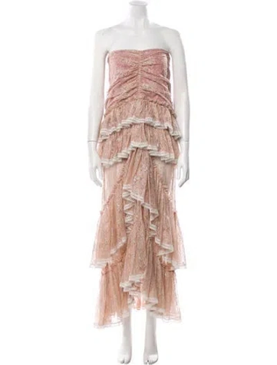 Pre-owned Raisa Vanessa Linen Long Dress In Multicolor